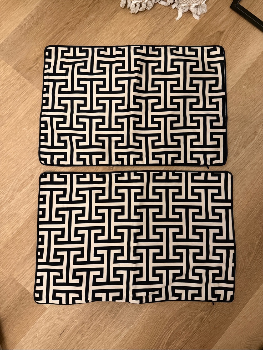 H&M Home Geometric Throw Pillowcases - Set of 2 - Black and Tan